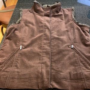 J Jill Brown fur a flat corduroy vest. 21" across at under arm 24" long